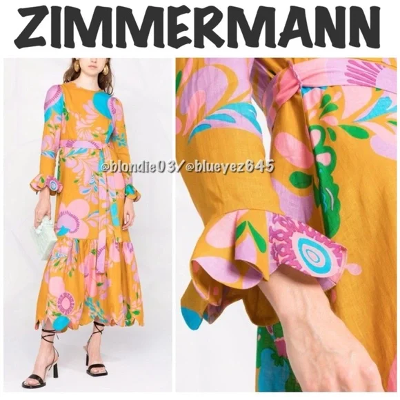 Zimmermann Teddy Frill Hem Linen 0/XS - Picture 1 of 5